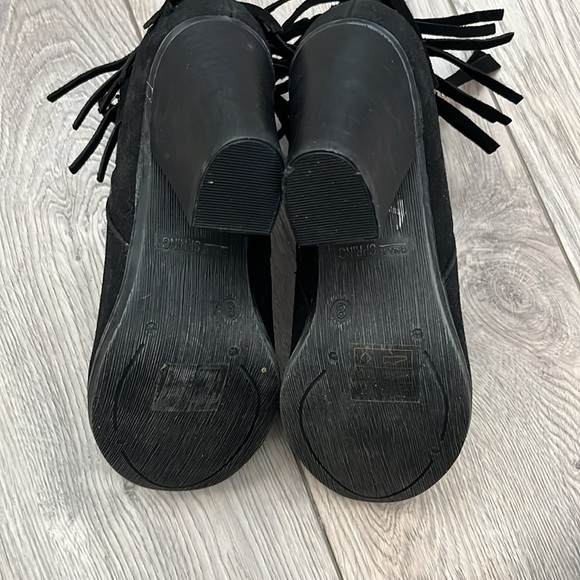Call It Spring Black Ankle Boots with Fringe - Picture 8 of 9